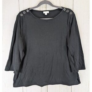 Jill Size Large 3/4‎ Sleeve Button Shoulder Accent Womens Cotton Casual Top
